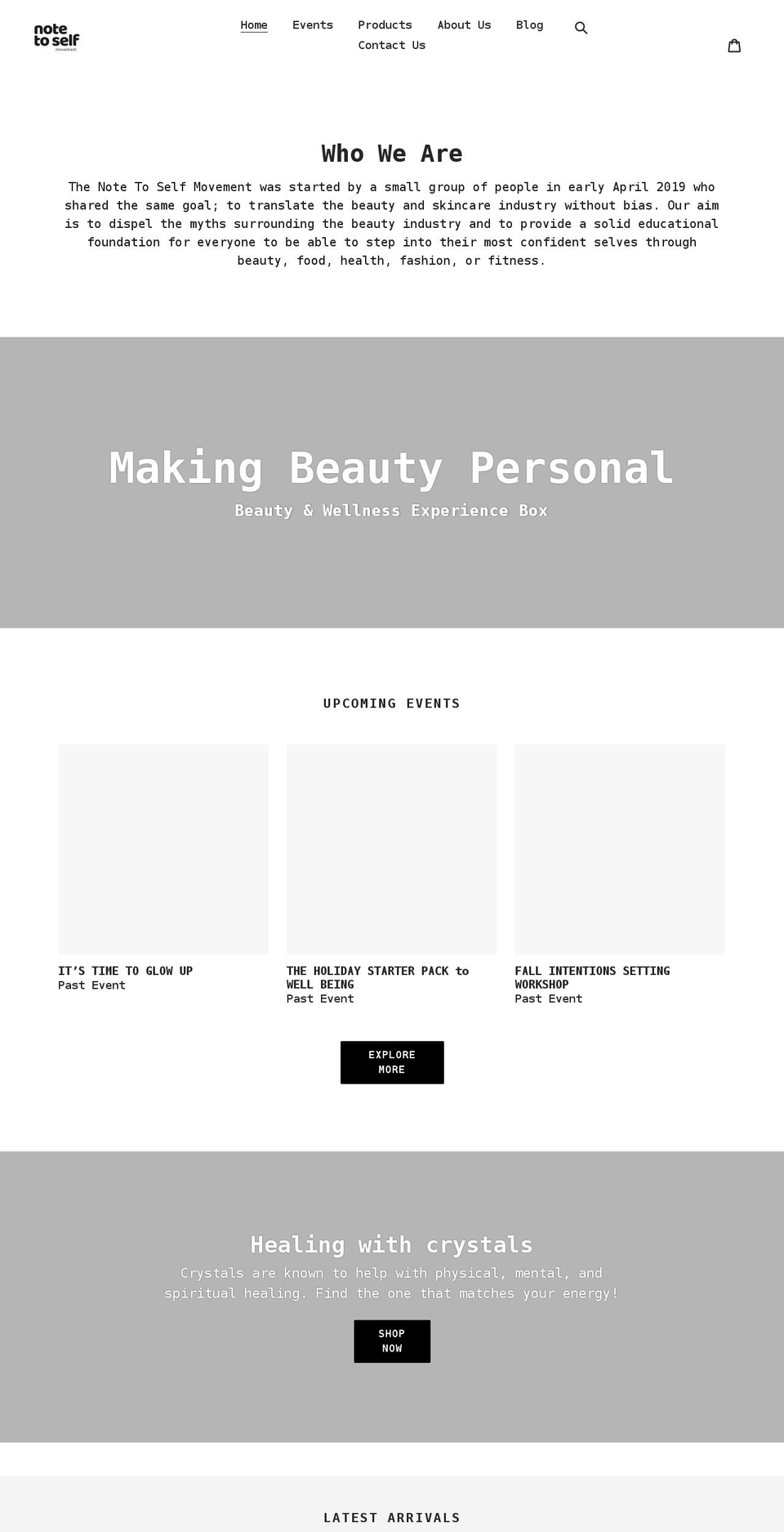 notetoselfmovement.com shopify website screenshot