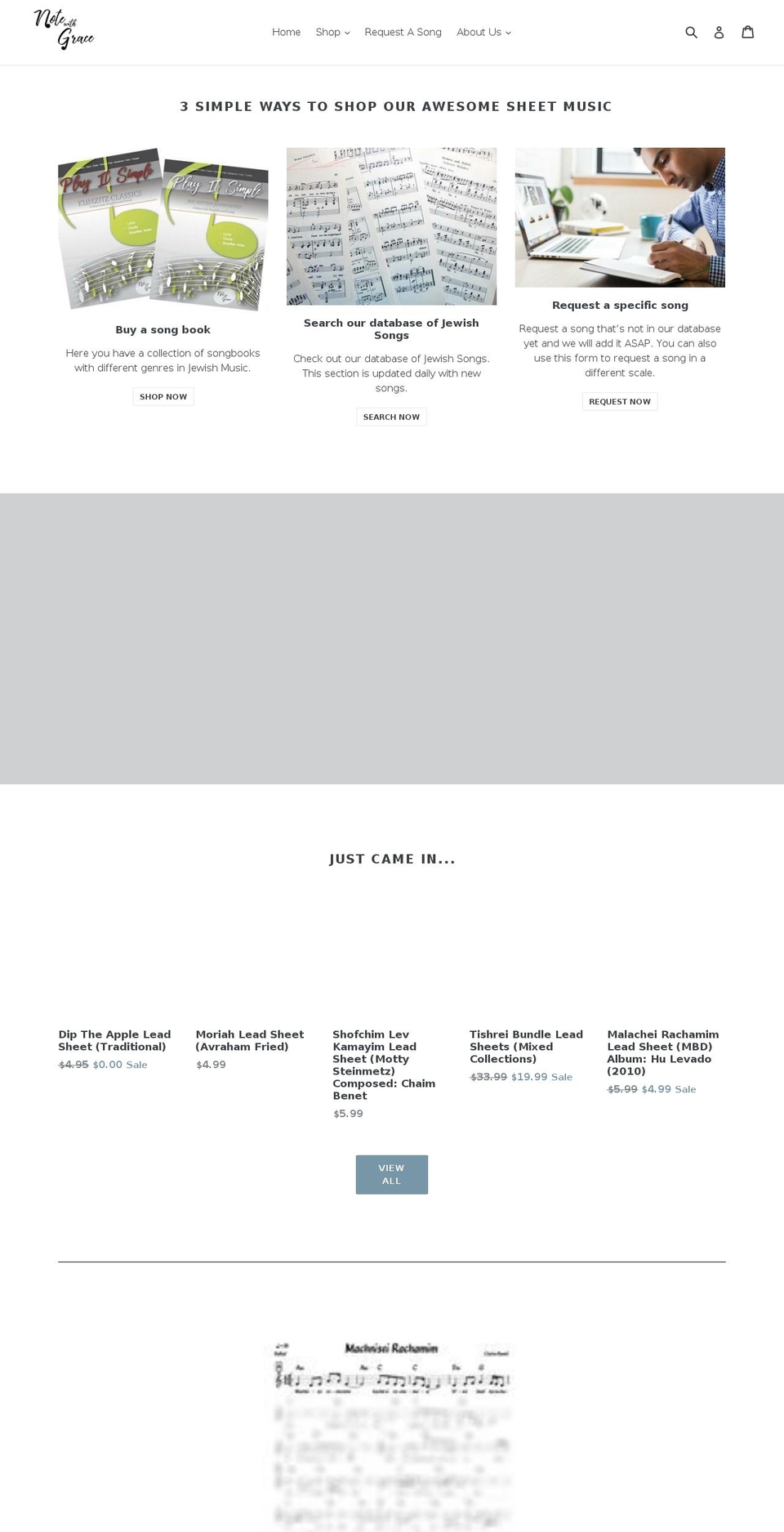 notewithgrace.com — Shopify storefront screenshot