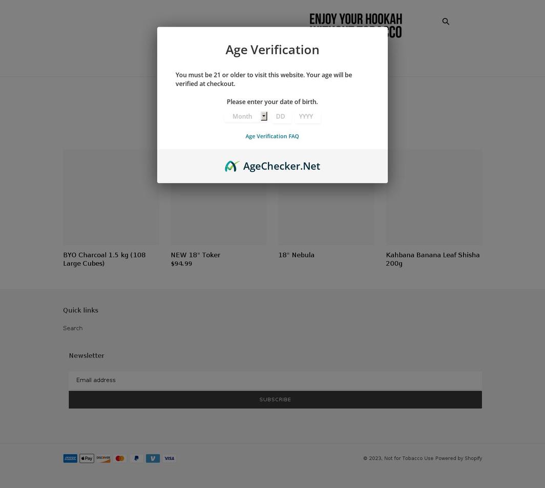 notfortobaccouse.com shopify website screenshot