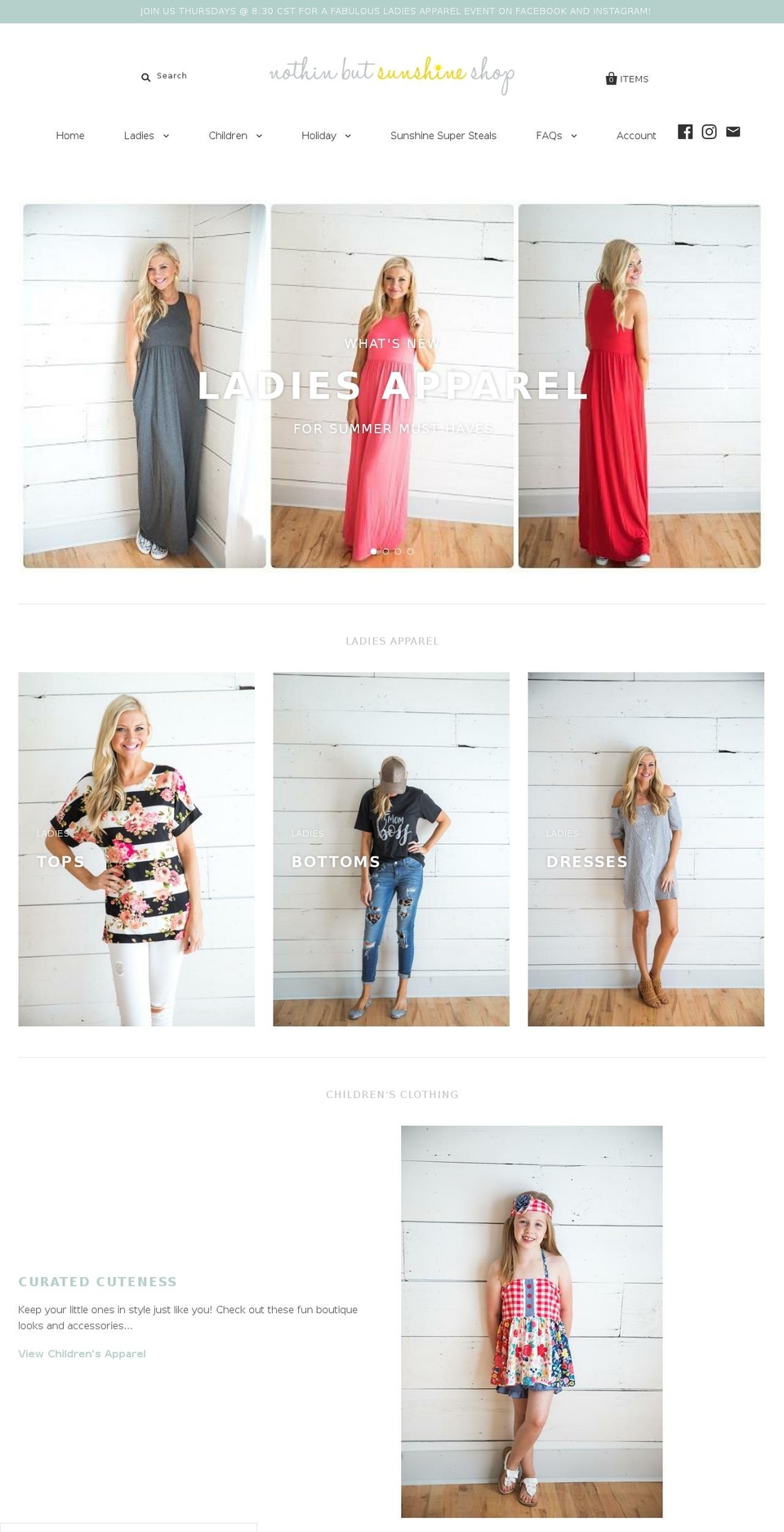 nothinbutsunshineshop.com — Shopify storefront screenshot