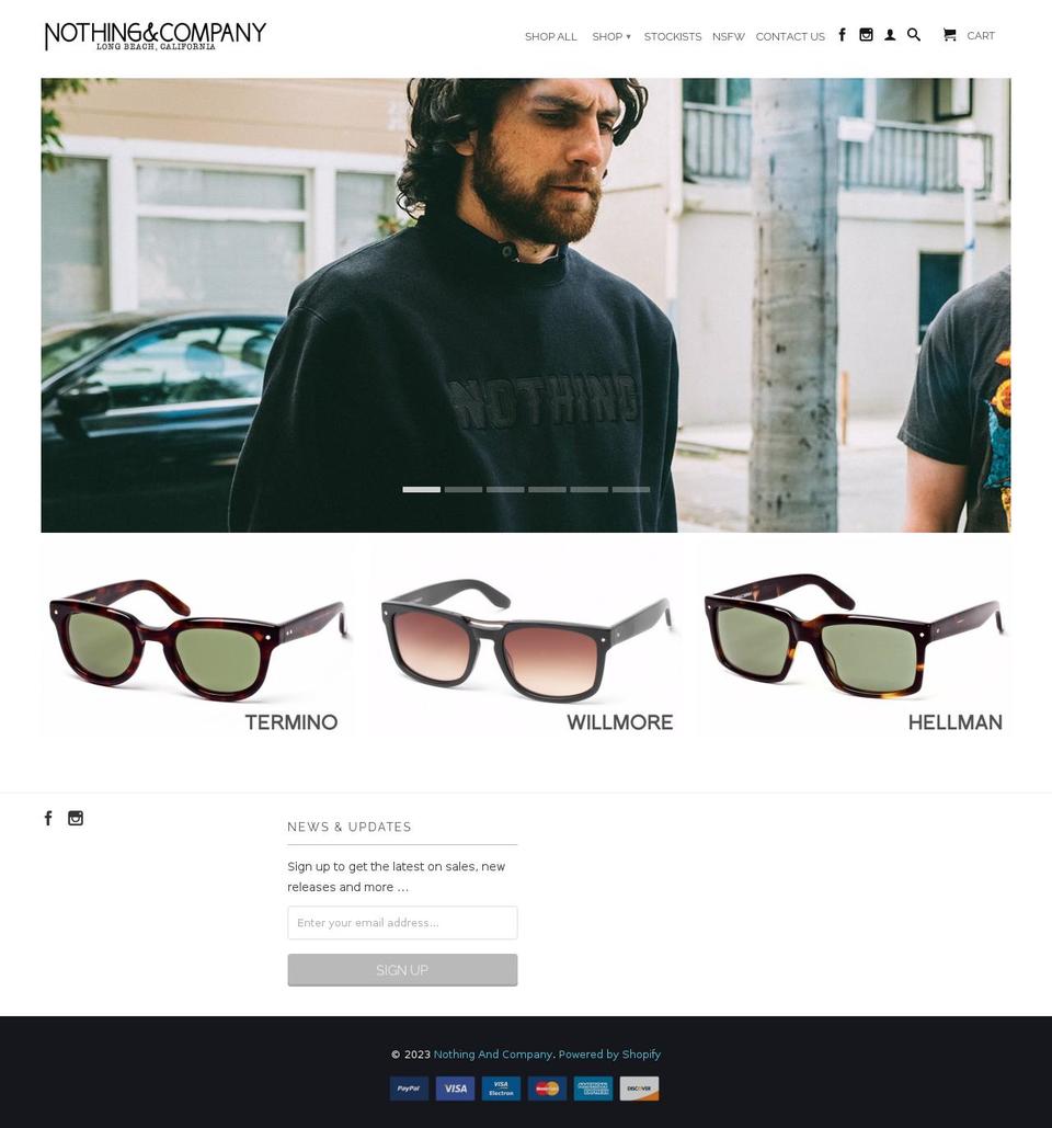 nothing-and-company.myshopify.com shopify website screenshot