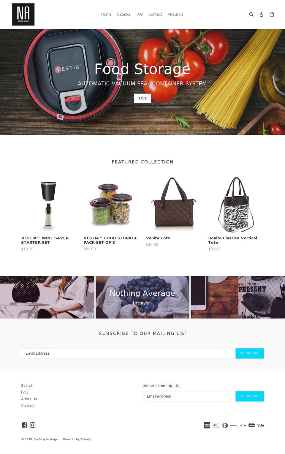 nothingaverage.com — Shopify storefront screenshot