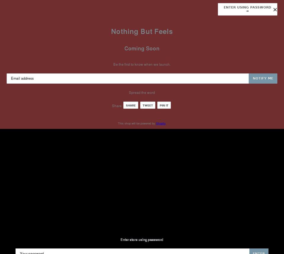 nothingbutfeels.com — Shopify storefront screenshot