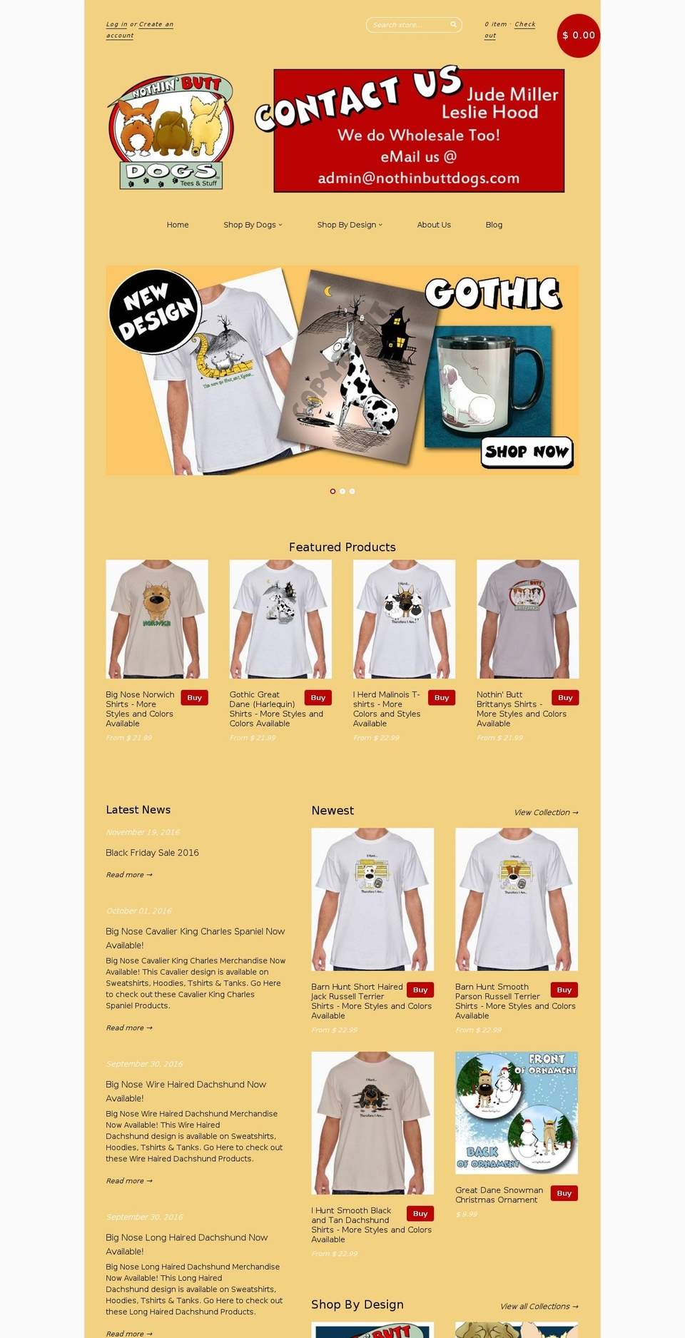 nothingbuttdogs.com shopify website screenshot