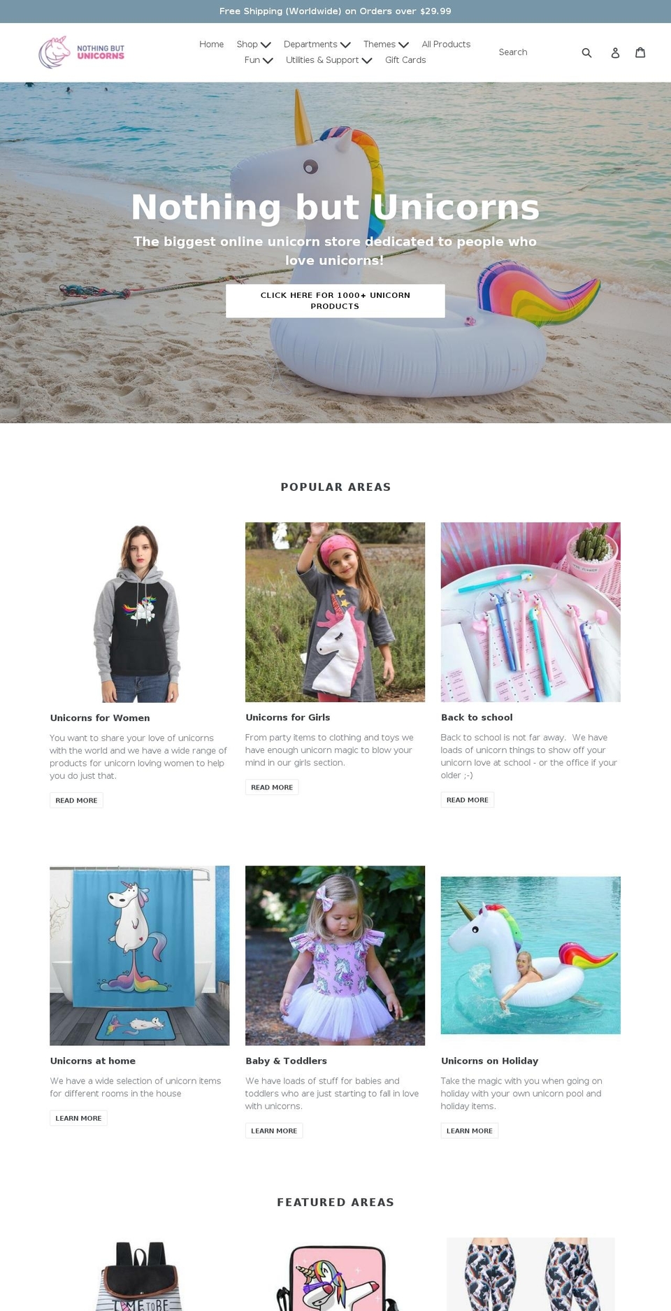 nothingbutunicorns.com — Shopify storefront screenshot