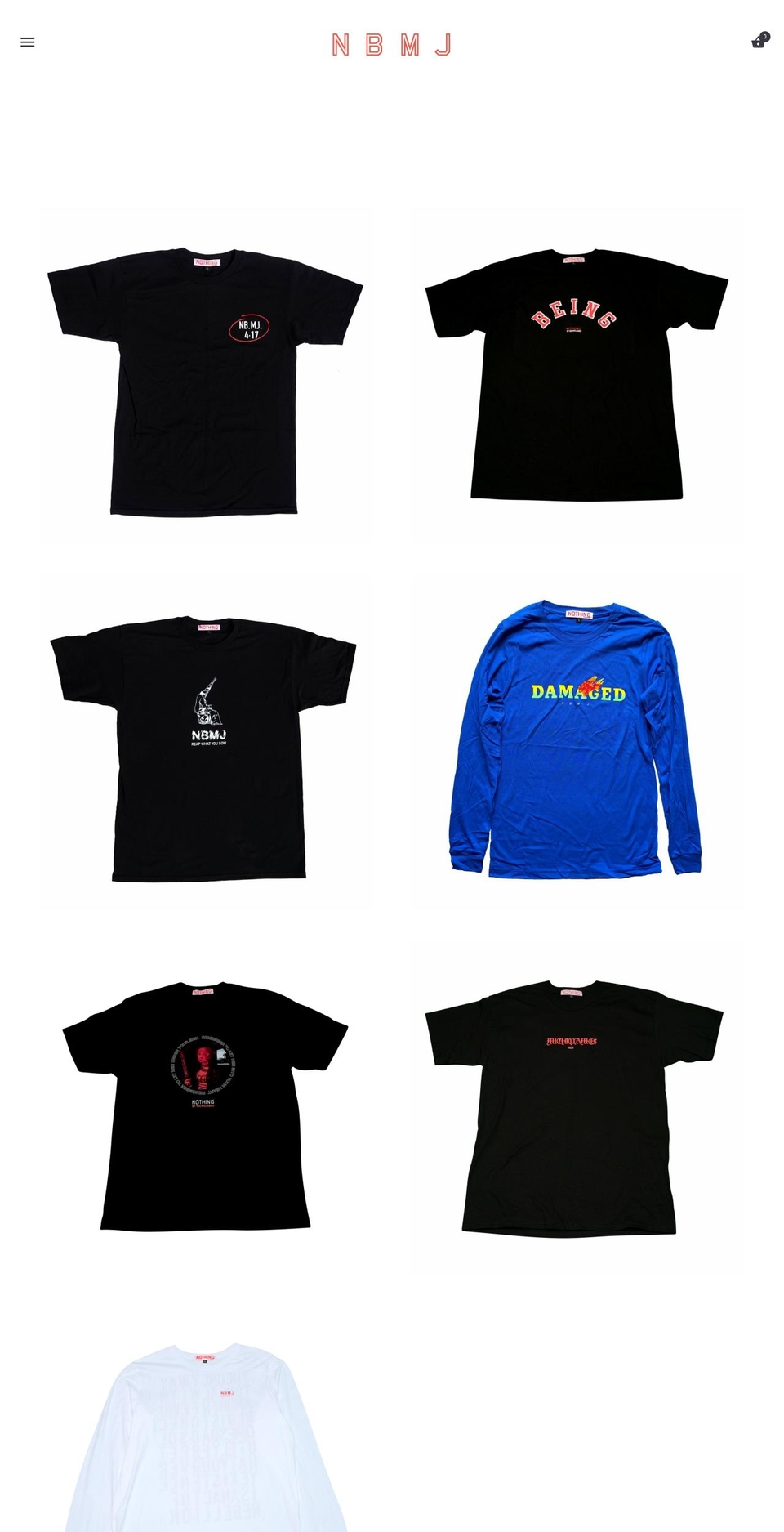 nothingbymj.com — Shopify storefront screenshot