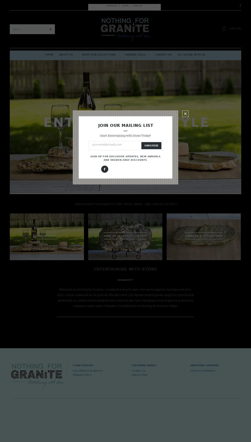 nothingforgranite.com — Shopify storefront screenshot