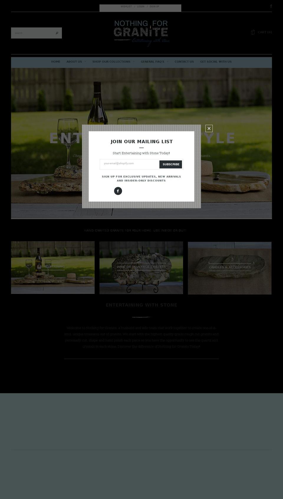 nothingforgranite.net shopify website screenshot