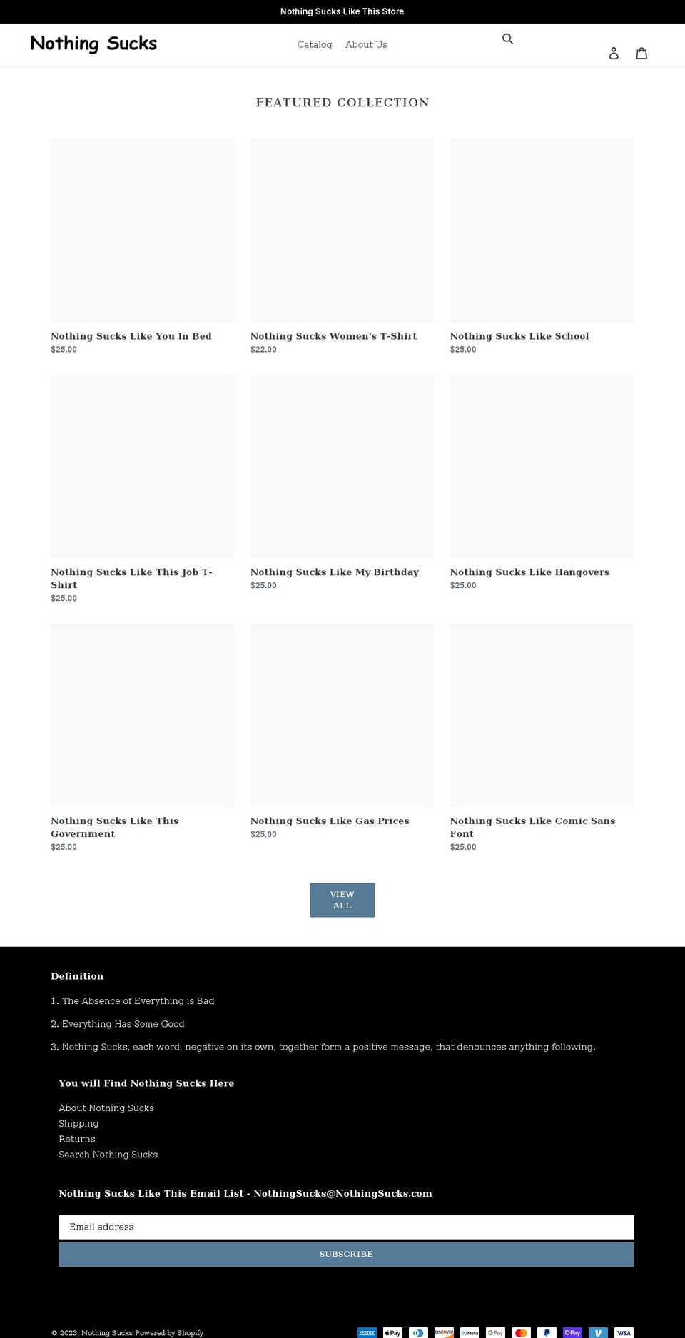 nothingsucks.com shopify website screenshot