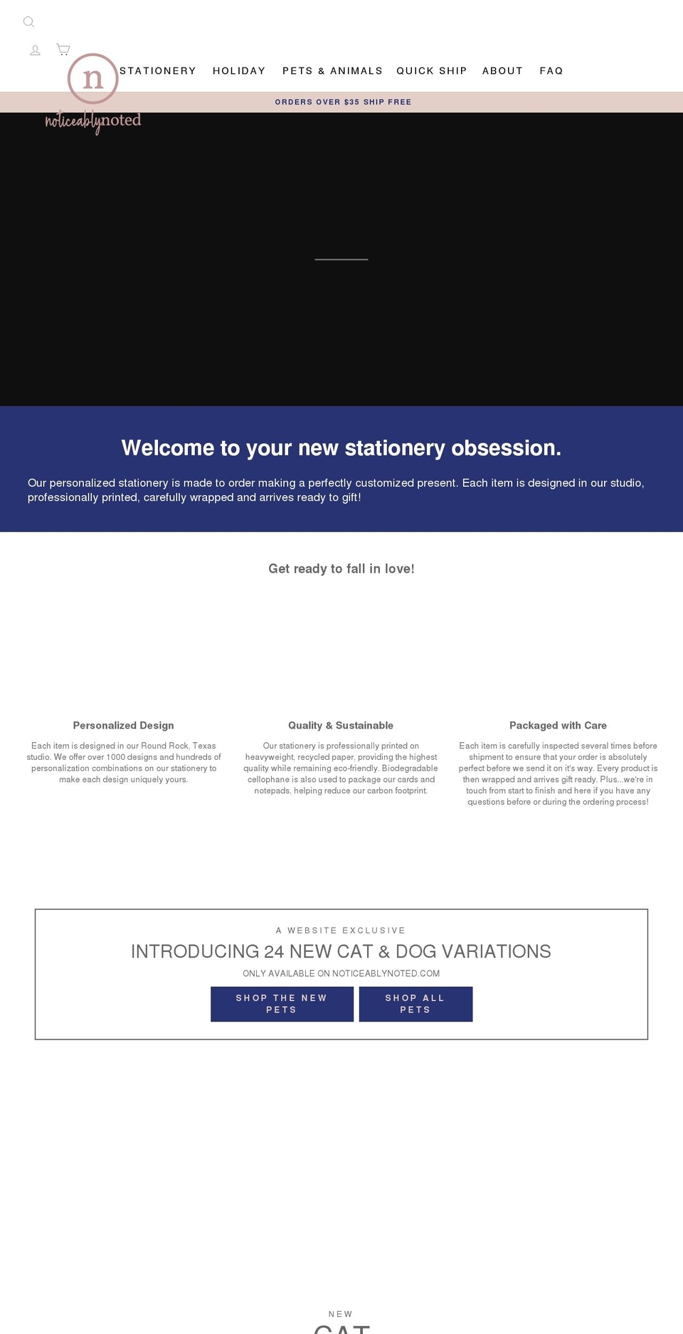 noticeablynoted.com shopify website screenshot