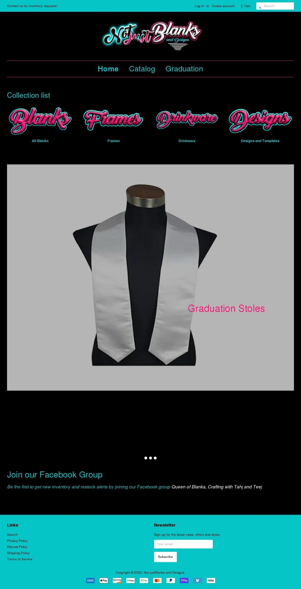 notjustblanks.com shopify website screenshot