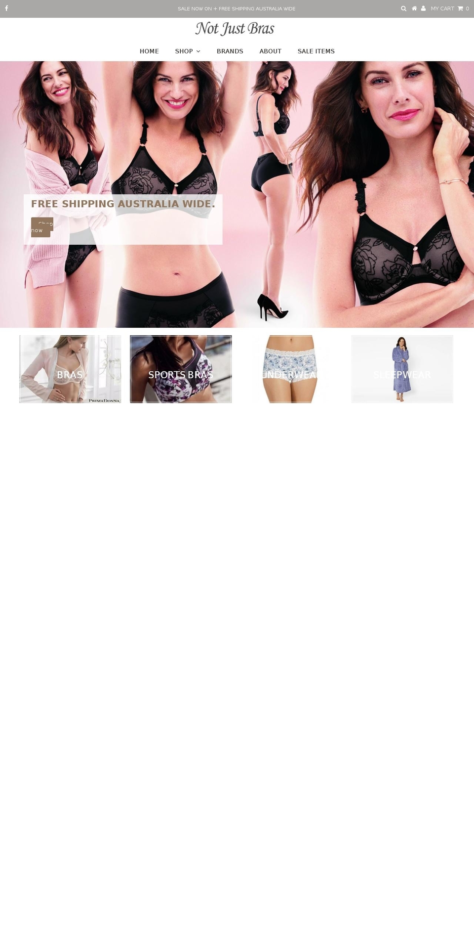 notjustbras.com.au shopify website screenshot