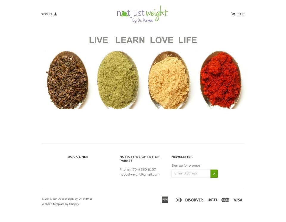 notjustweightstore.com shopify website screenshot
