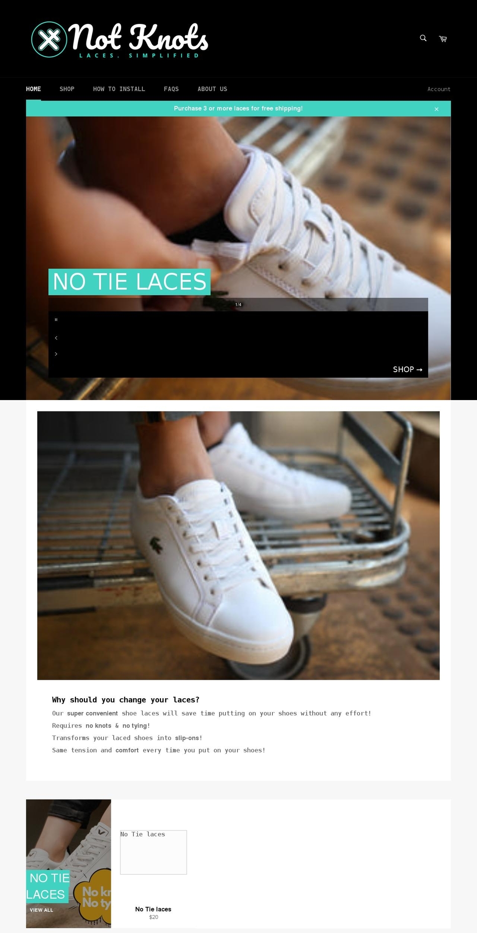 notknotslaces.com.au shopify website screenshot