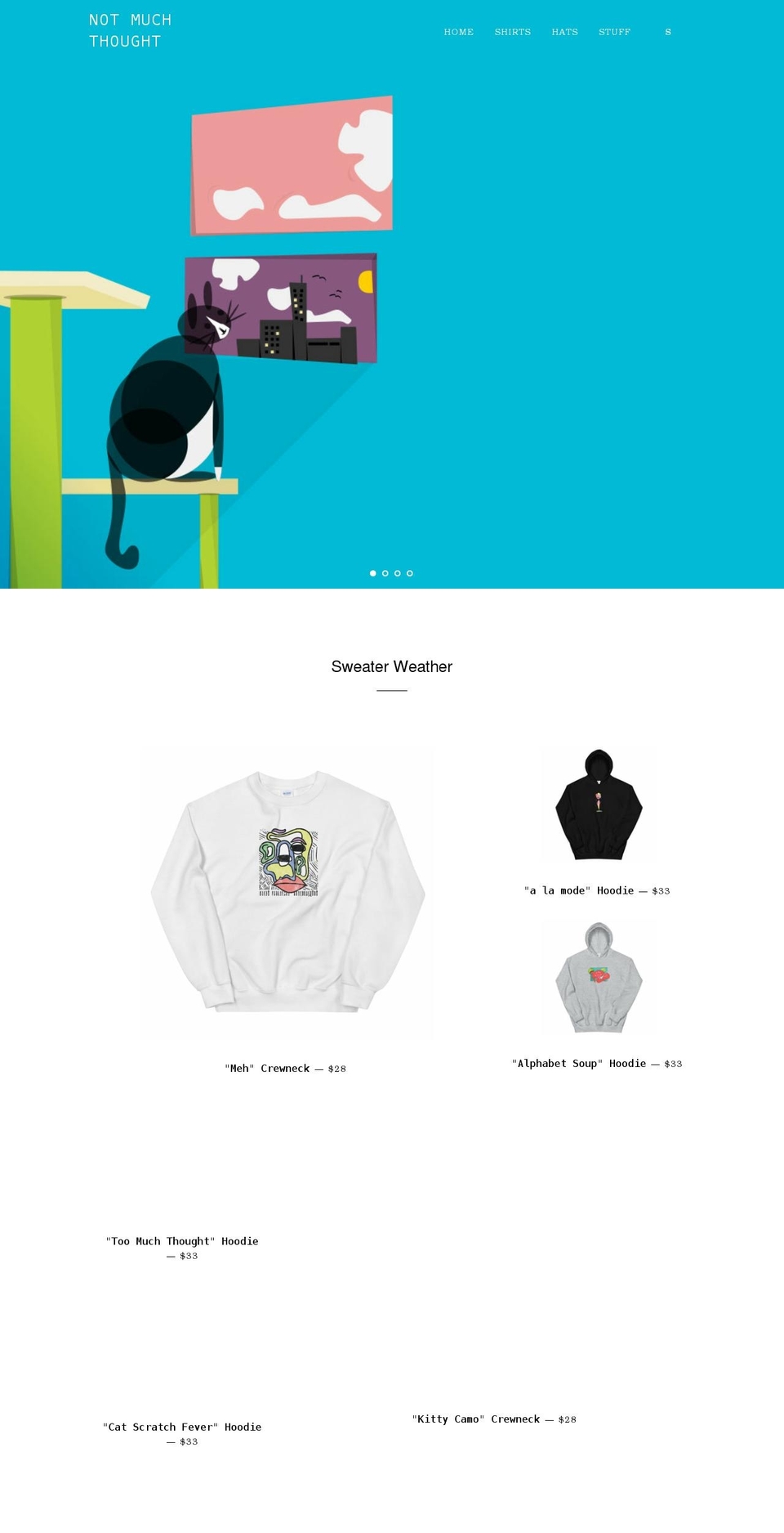 notmuchthought.com shopify website screenshot