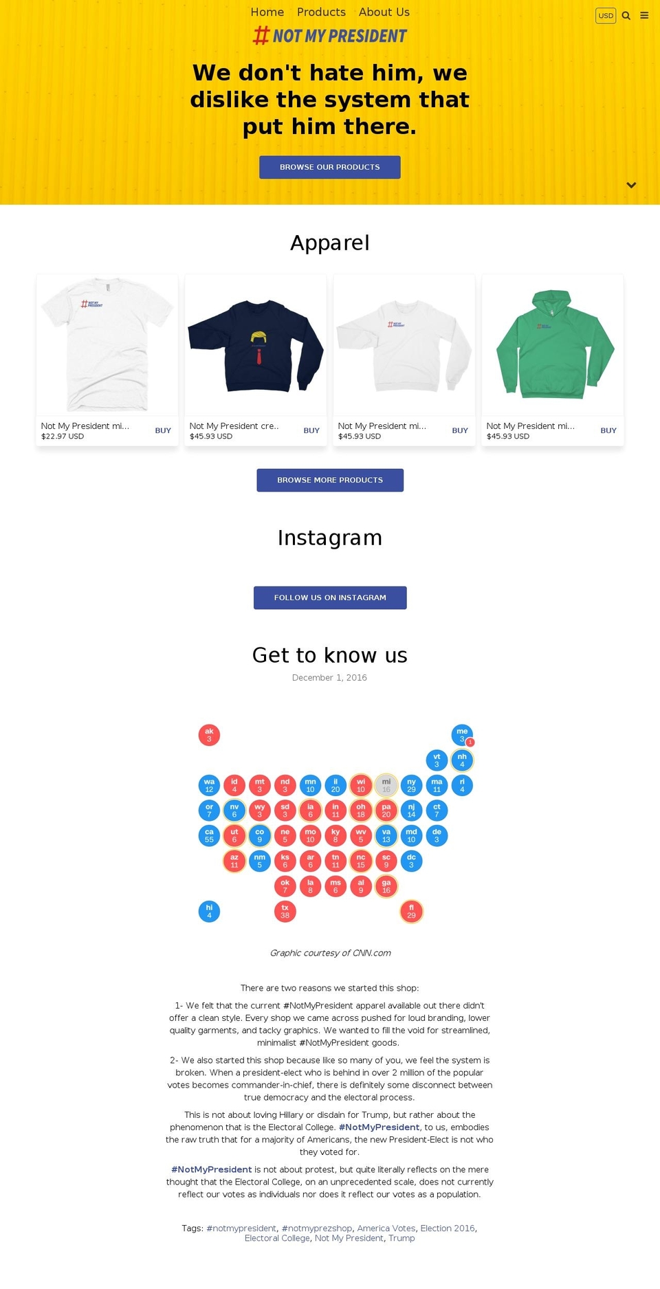 notmyprezshop.com — Shopify storefront screenshot
