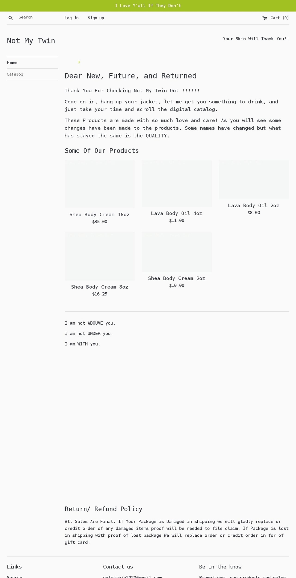 notmytwin.com shopify website screenshot