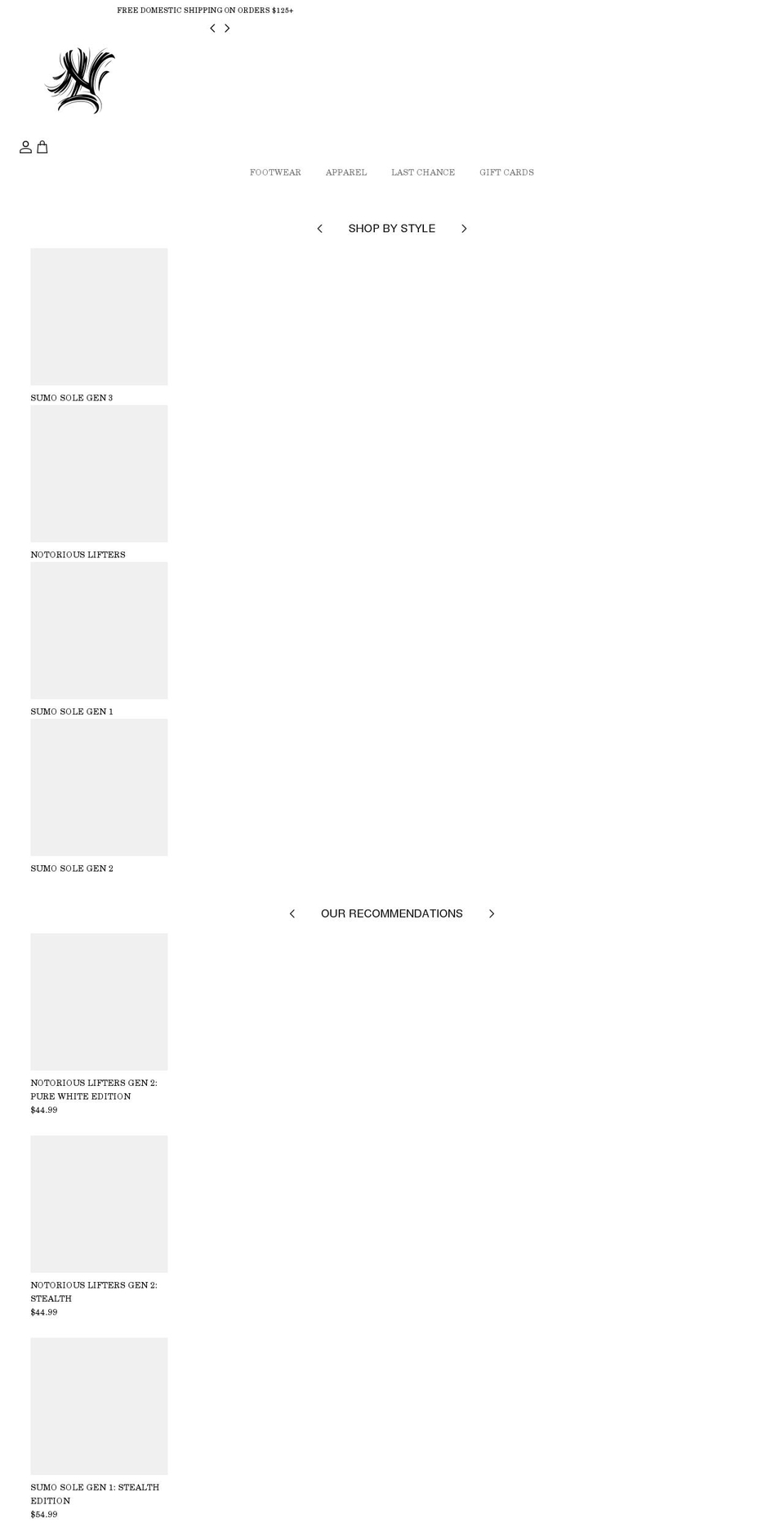 notorious-lift.myshopify.com shopify website screenshot