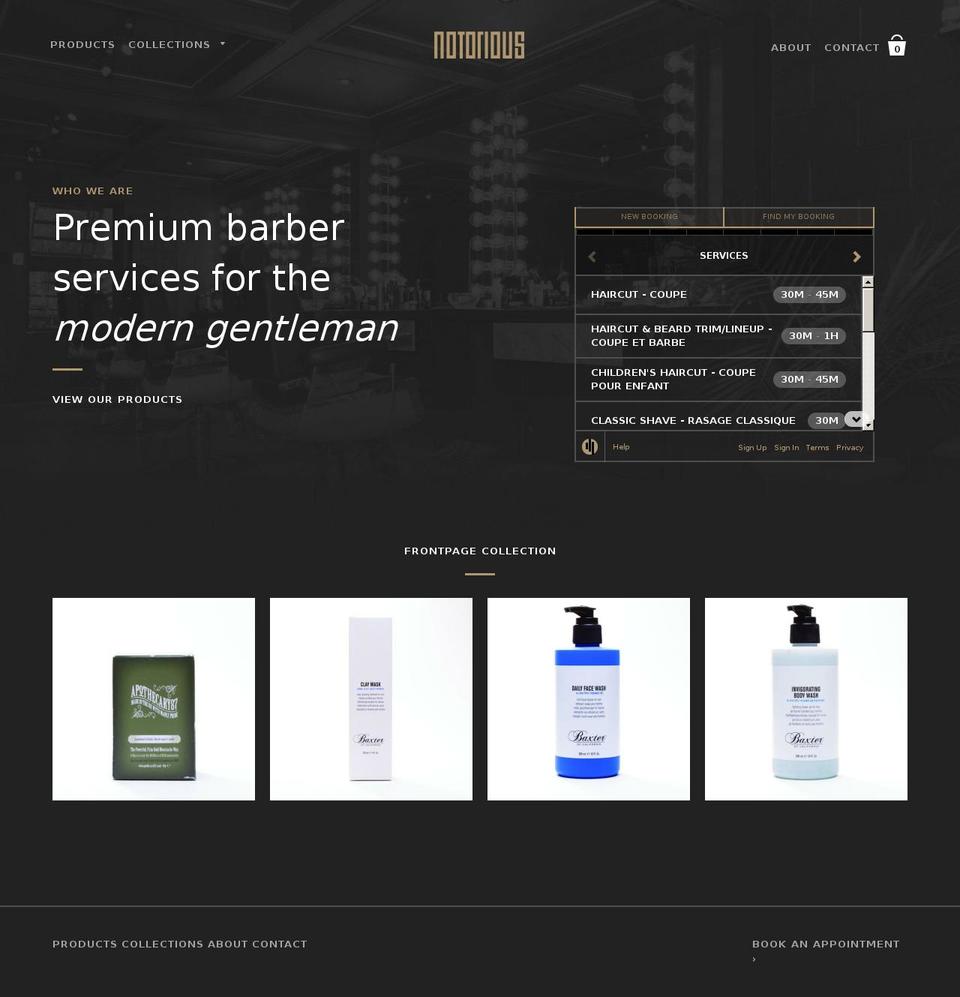 notorious-theme Shopify theme site example notoriousbarber.com