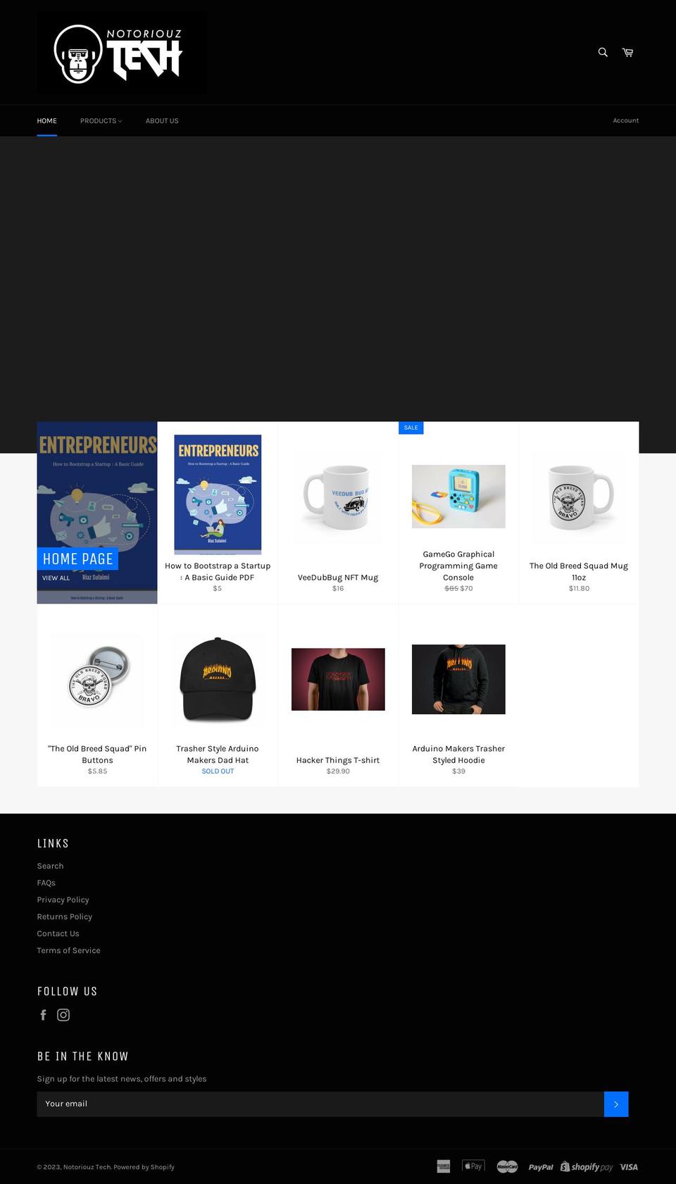 notoriouztech.com shopify website screenshot