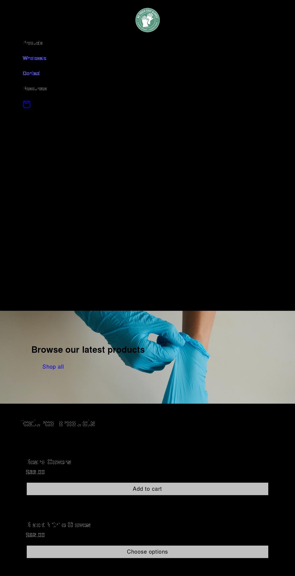 notoucheasygloves.com shopify website screenshot