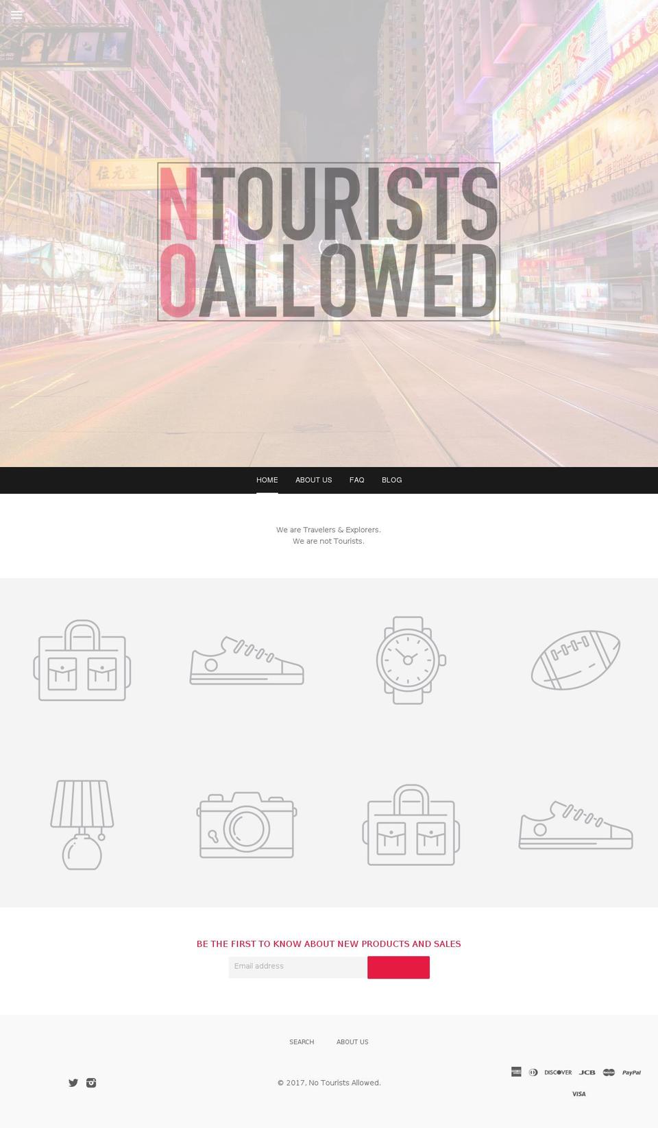 notouristsallowed.com shopify website screenshot