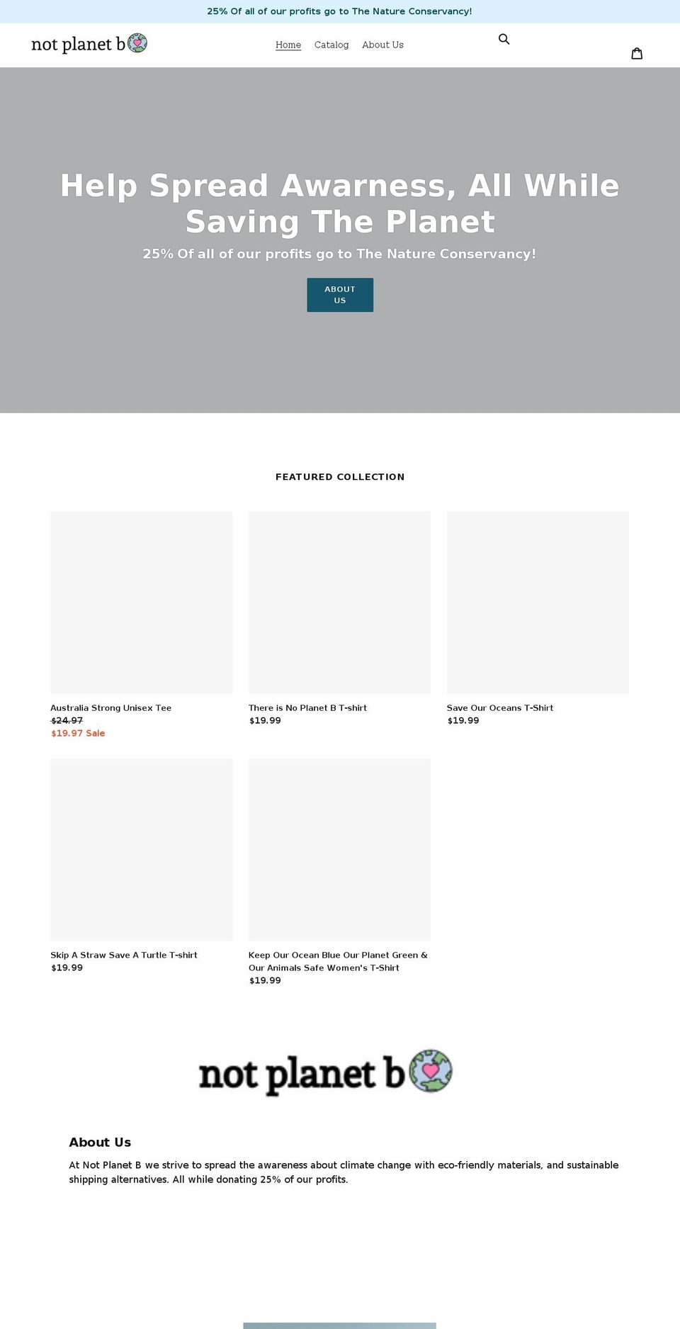 notplanetb.com shopify website screenshot