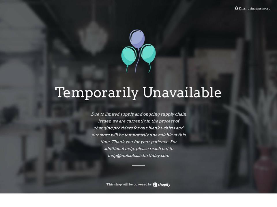 notsobasicbirthday.com — Shopify storefront screenshot