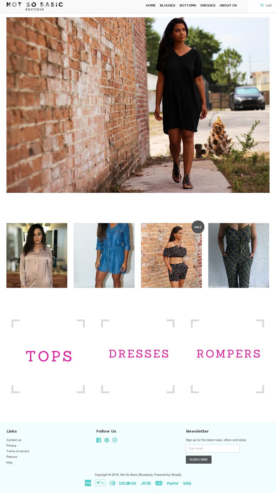notsobasicboutique.com — Shopify storefront screenshot