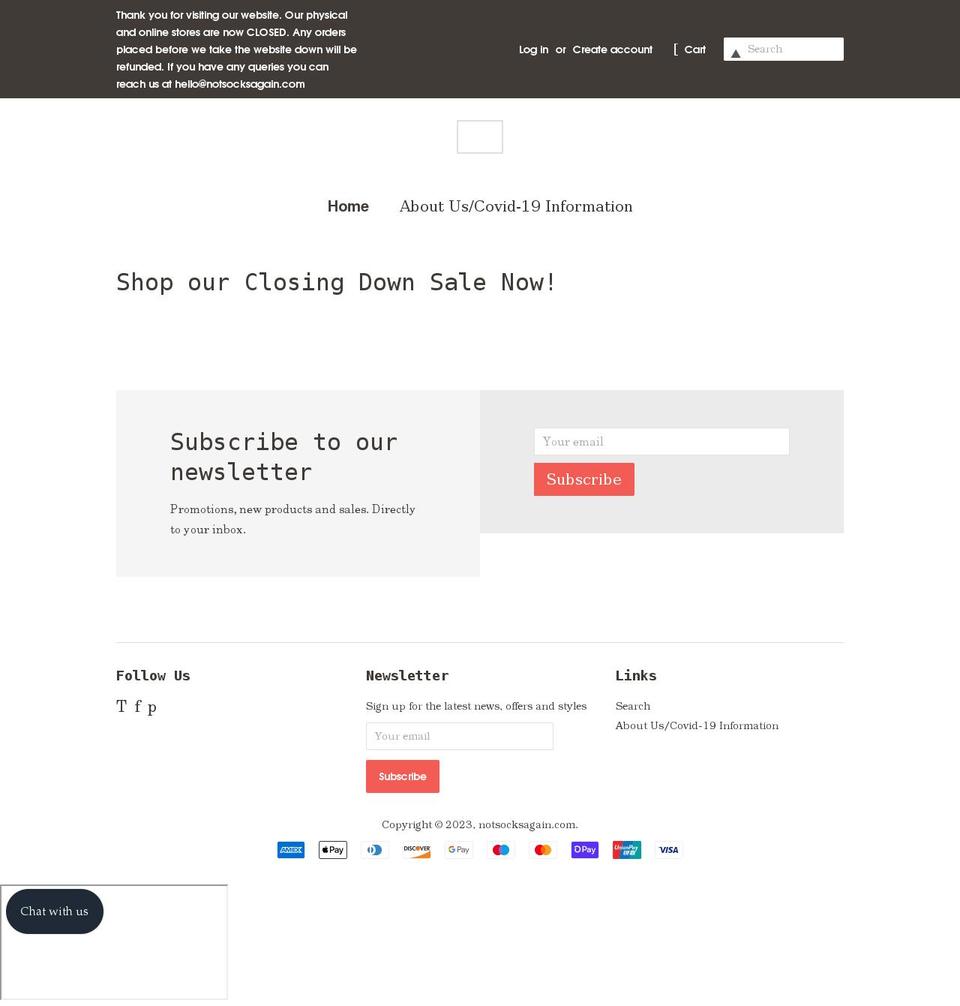notsocksagain.com shopify website screenshot