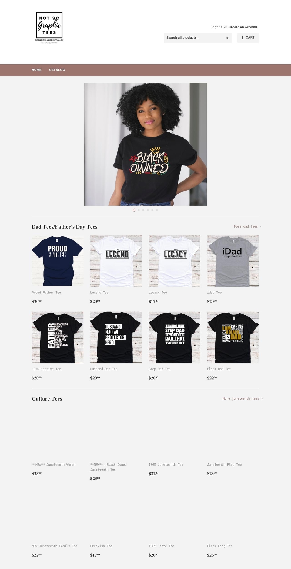 notsographictees.com shopify website screenshot