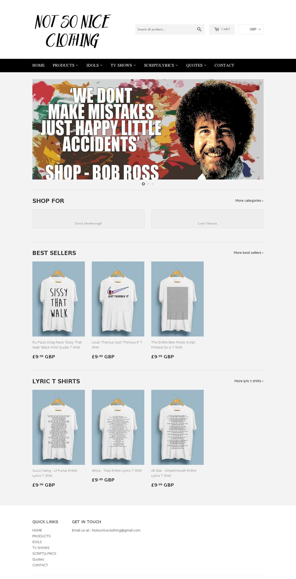 notsoniceclothing.com shopify website screenshot