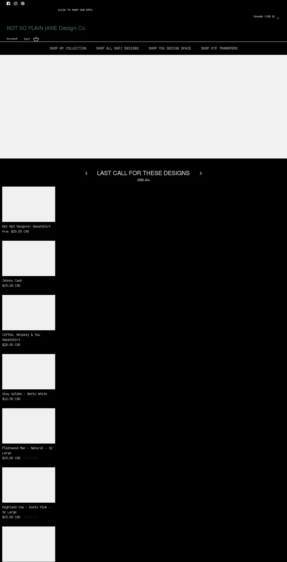 notsoplainjanedesignco.com shopify website screenshot