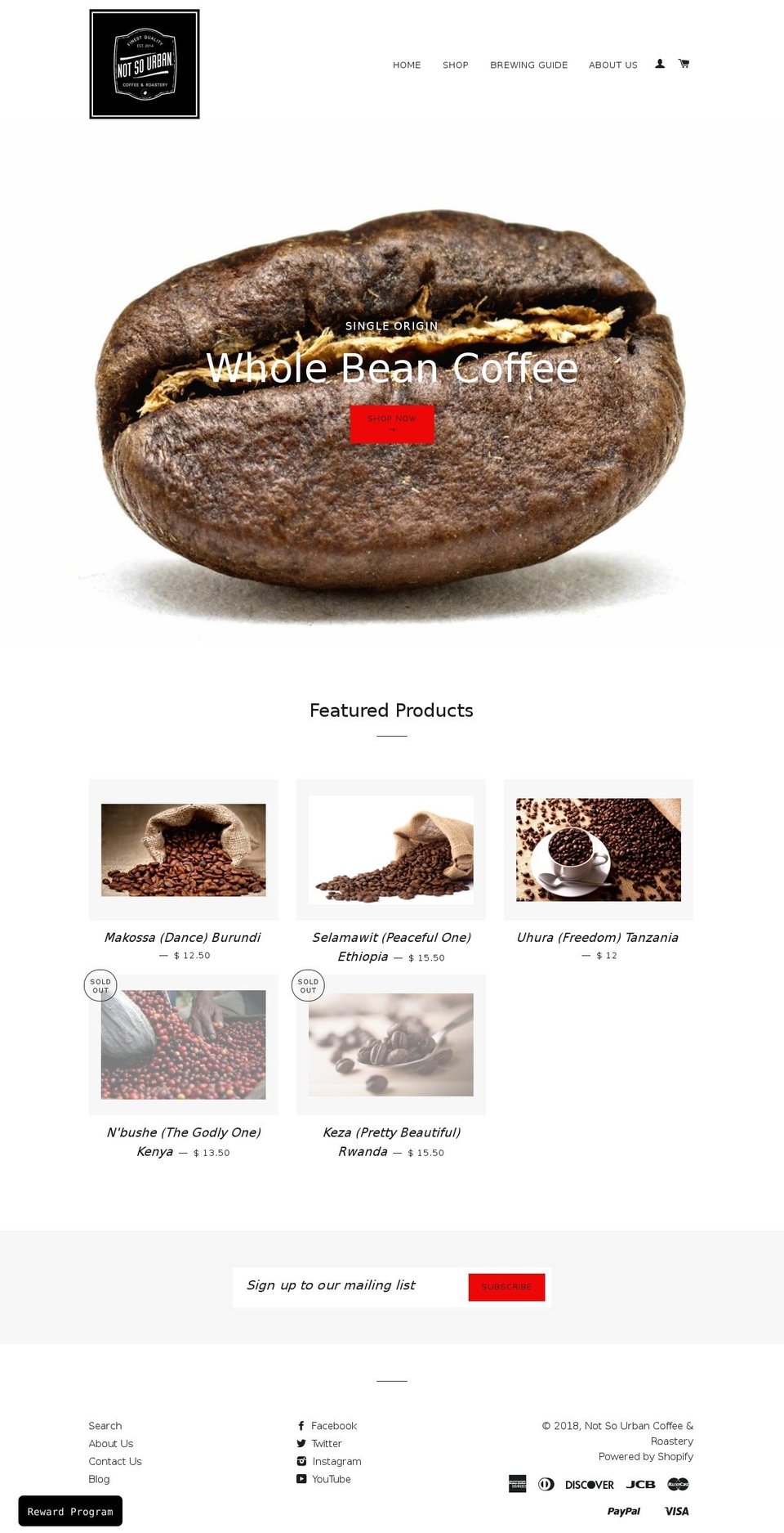notsourbancoffee.com — Shopify storefront screenshot