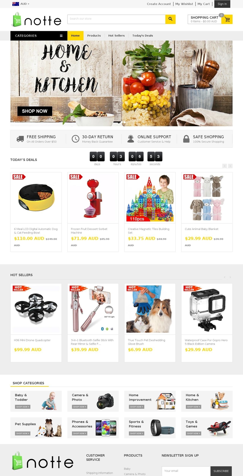 notteonline.com — Shopify storefront screenshot