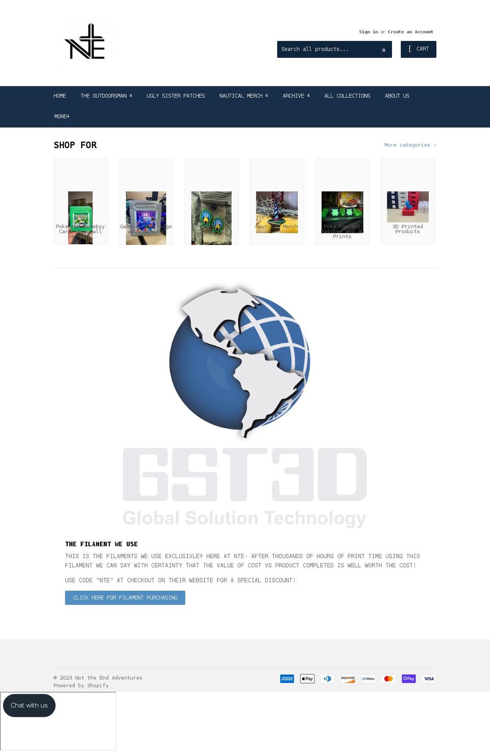 nottheendadventures.com shopify website screenshot