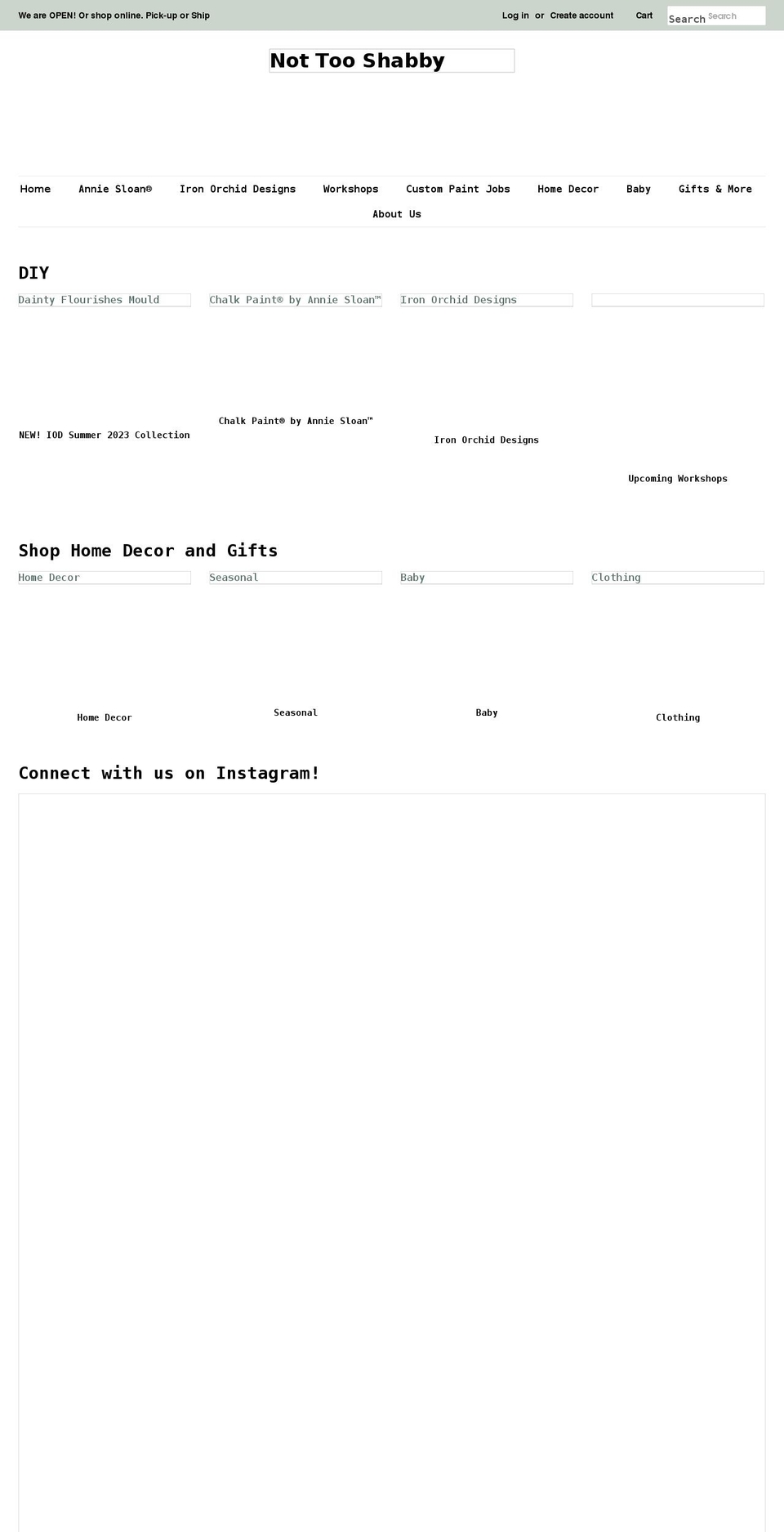 nottooshabbyshop.com shopify website screenshot