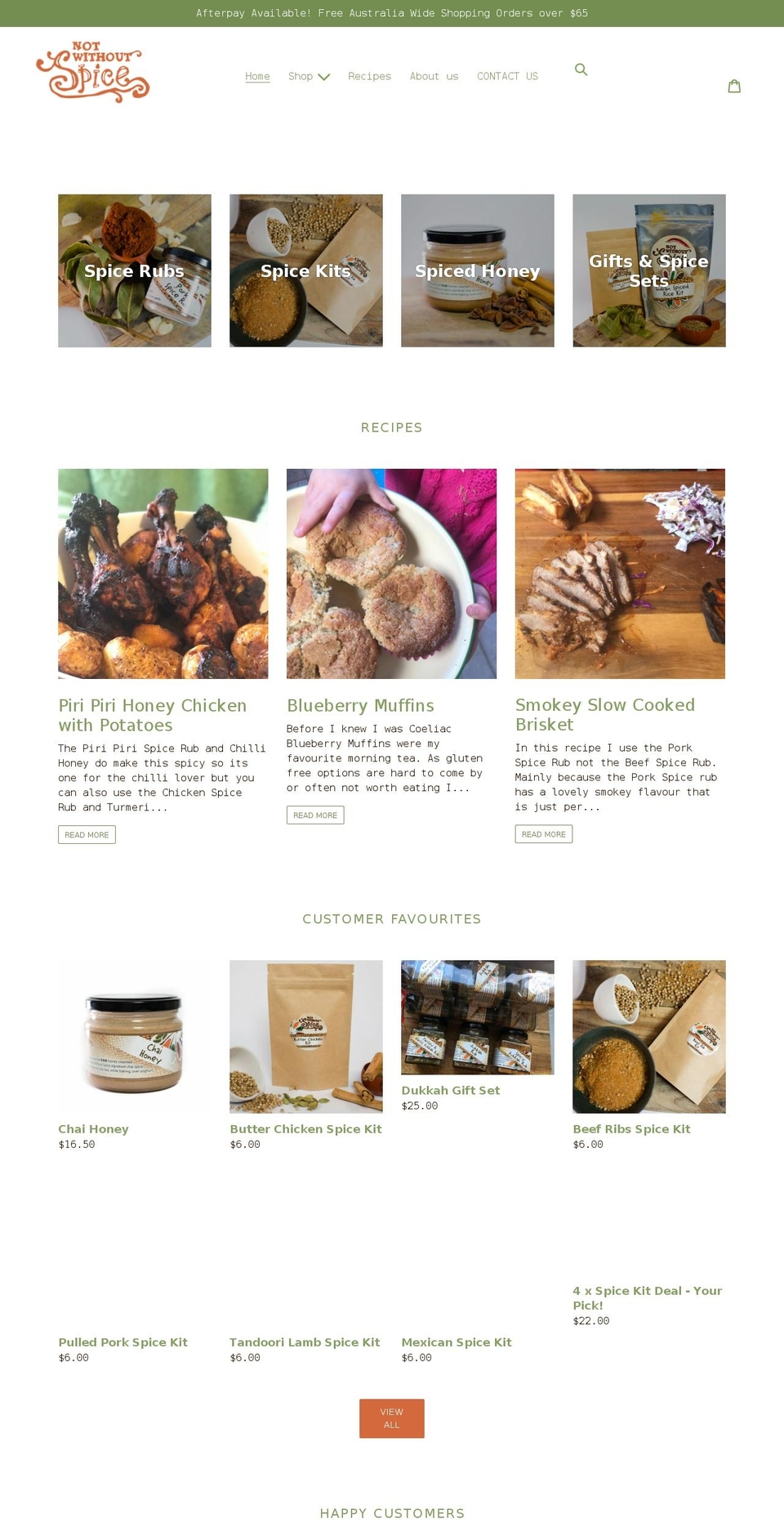 notwithoutspice.com.au shopify website screenshot