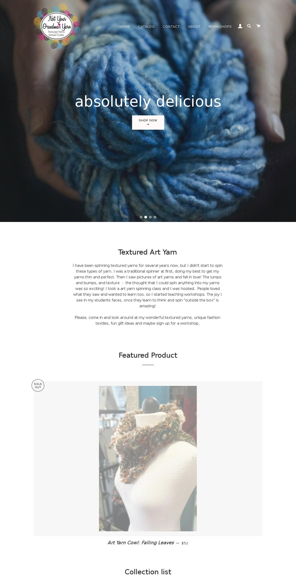 notyourgrandmasyarn.com — Shopify storefront screenshot