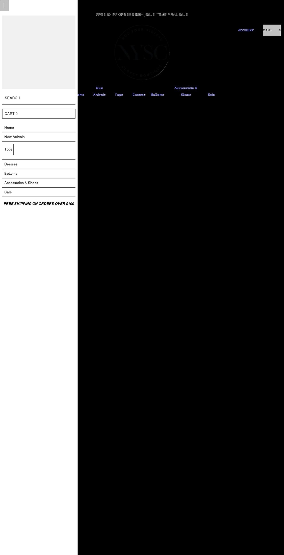 notyoursistersclosetboutique.com shopify website screenshot