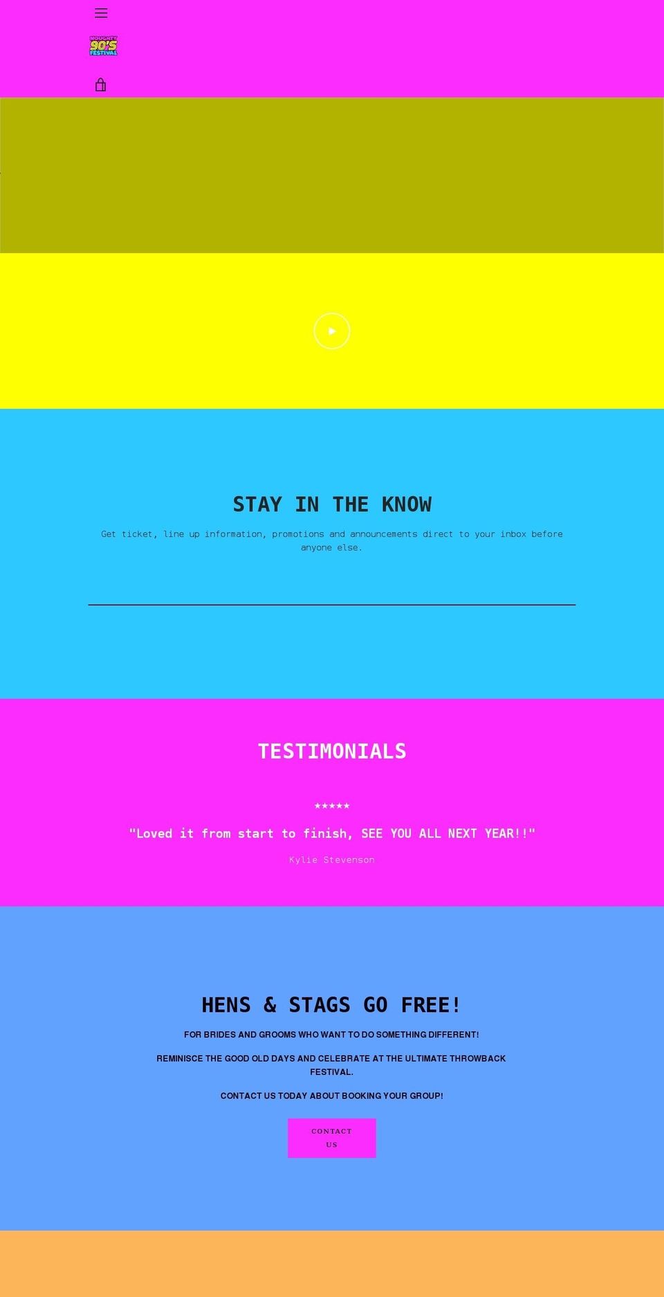 noughty90sfest.com shopify website screenshot