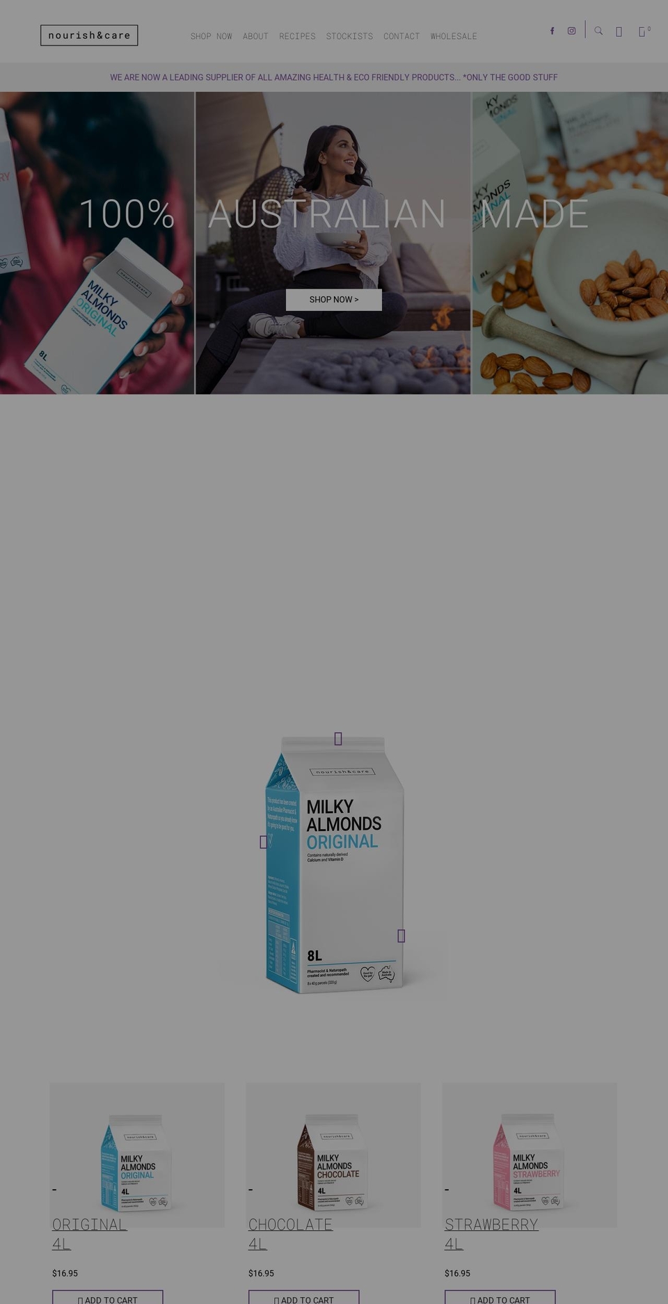 nourishandcare.com.au shopify website screenshot