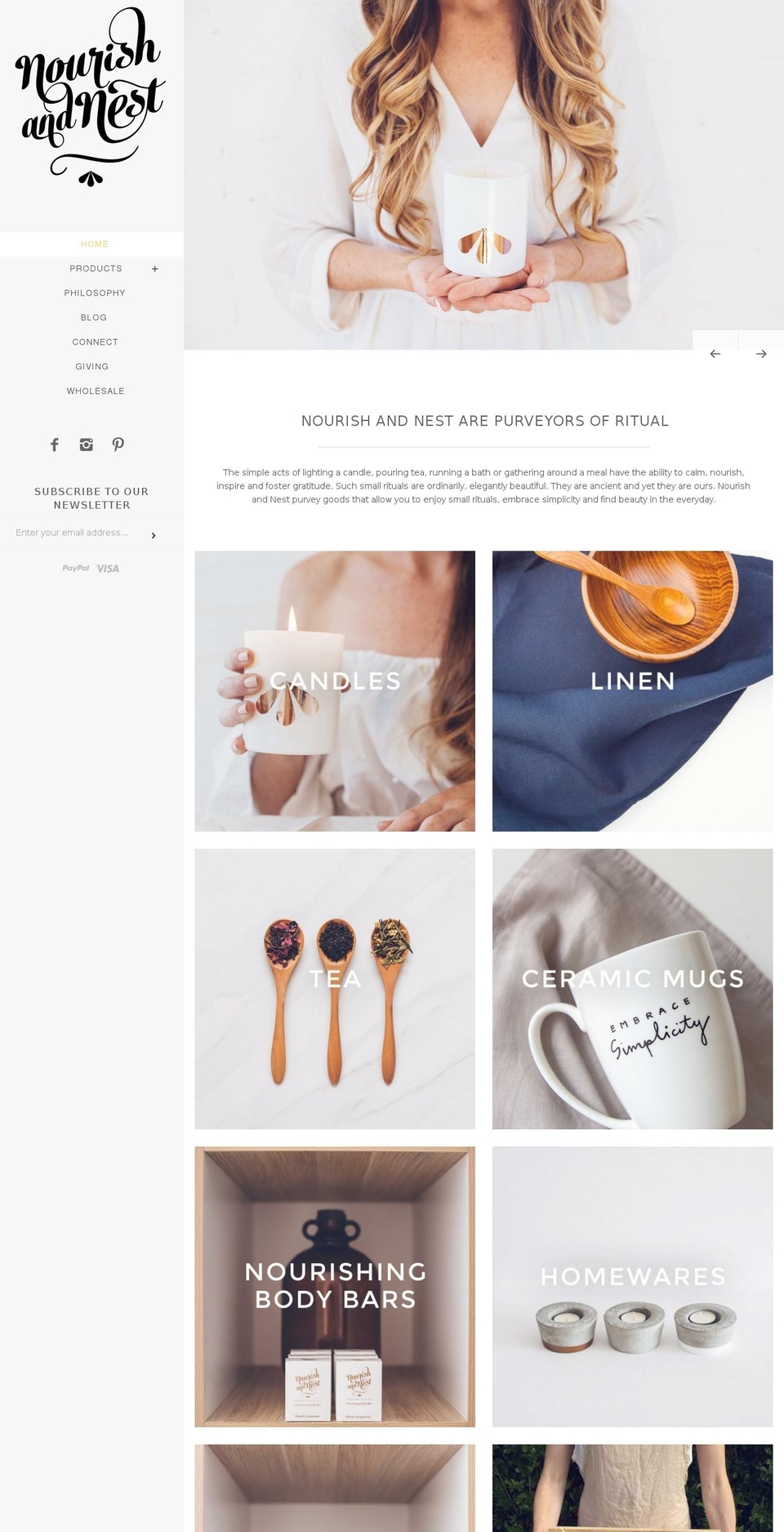 nourishandnest.com shopify website screenshot