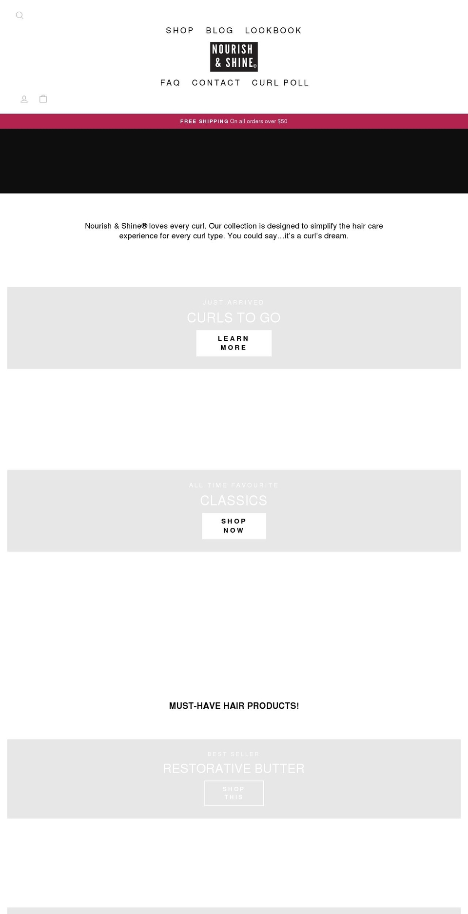 nourishandshine.com shopify website screenshot