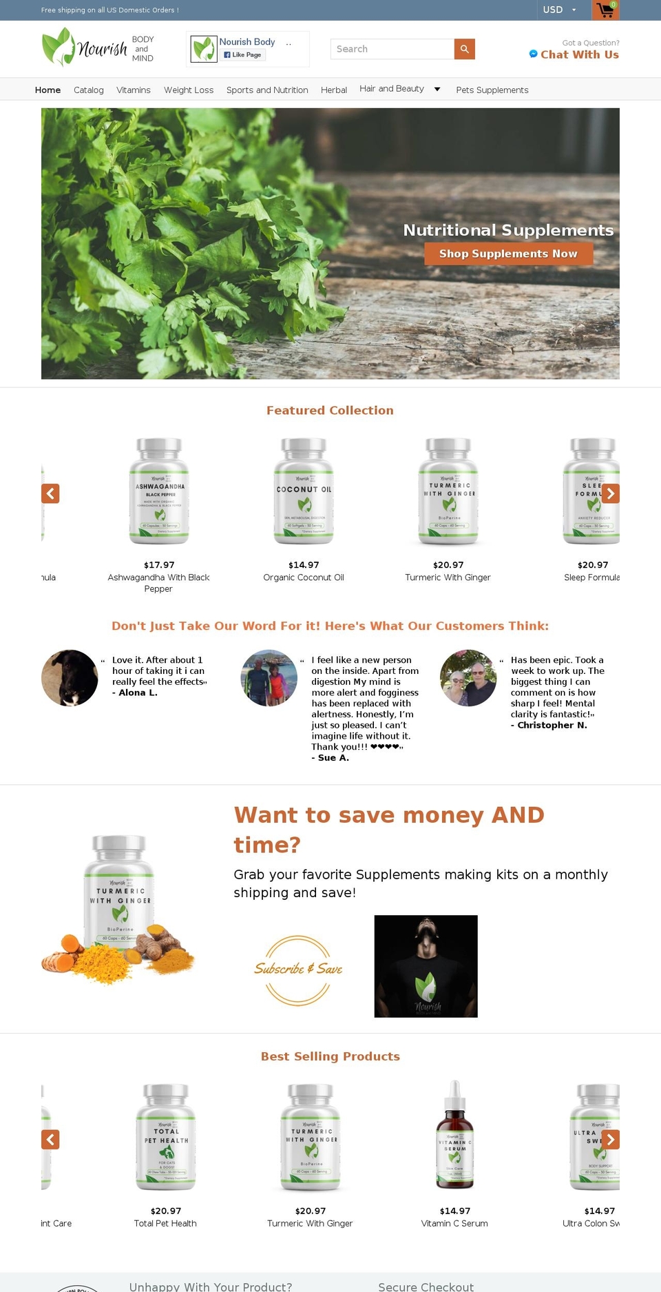 nourishbodyandmind.com — Shopify storefront screenshot