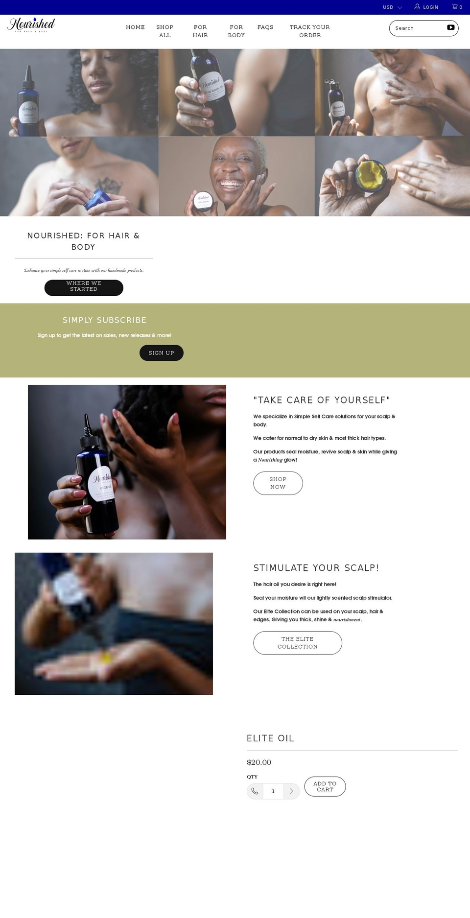nourishedhb.com shopify website screenshot