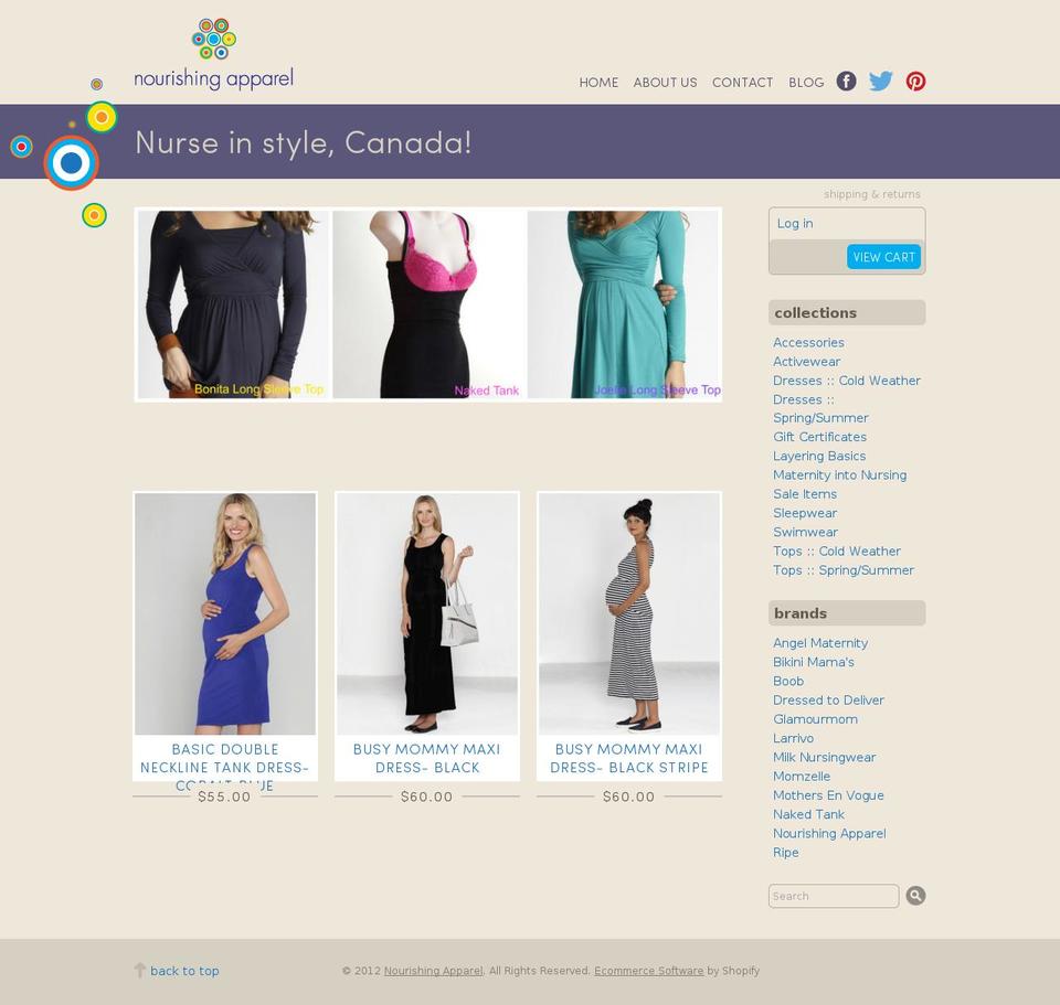 nourishingapparel.com shopify website screenshot