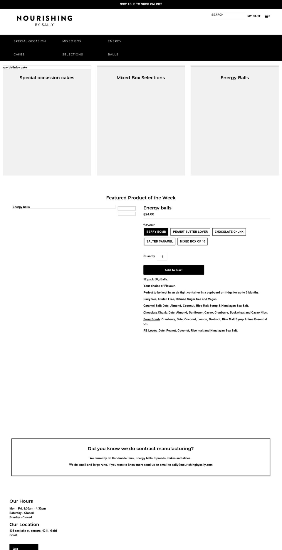 nourishingbysally.com — Shopify storefront screenshot