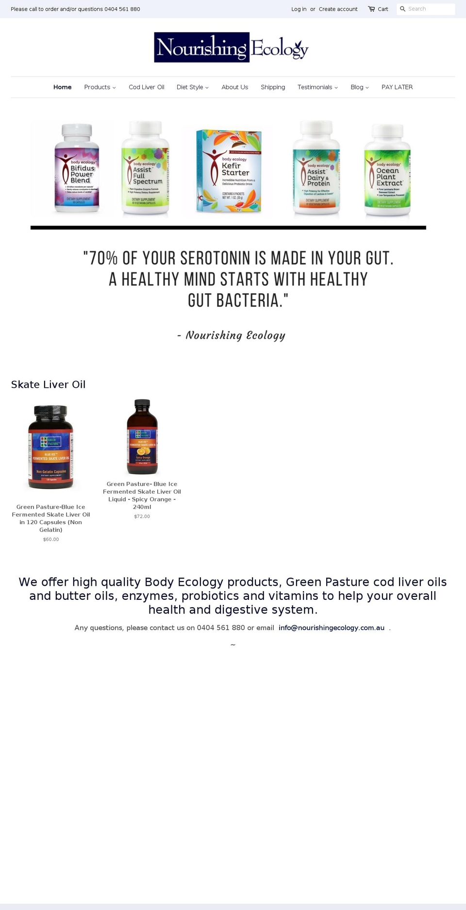 nourishingecology.com — Shopify storefront screenshot