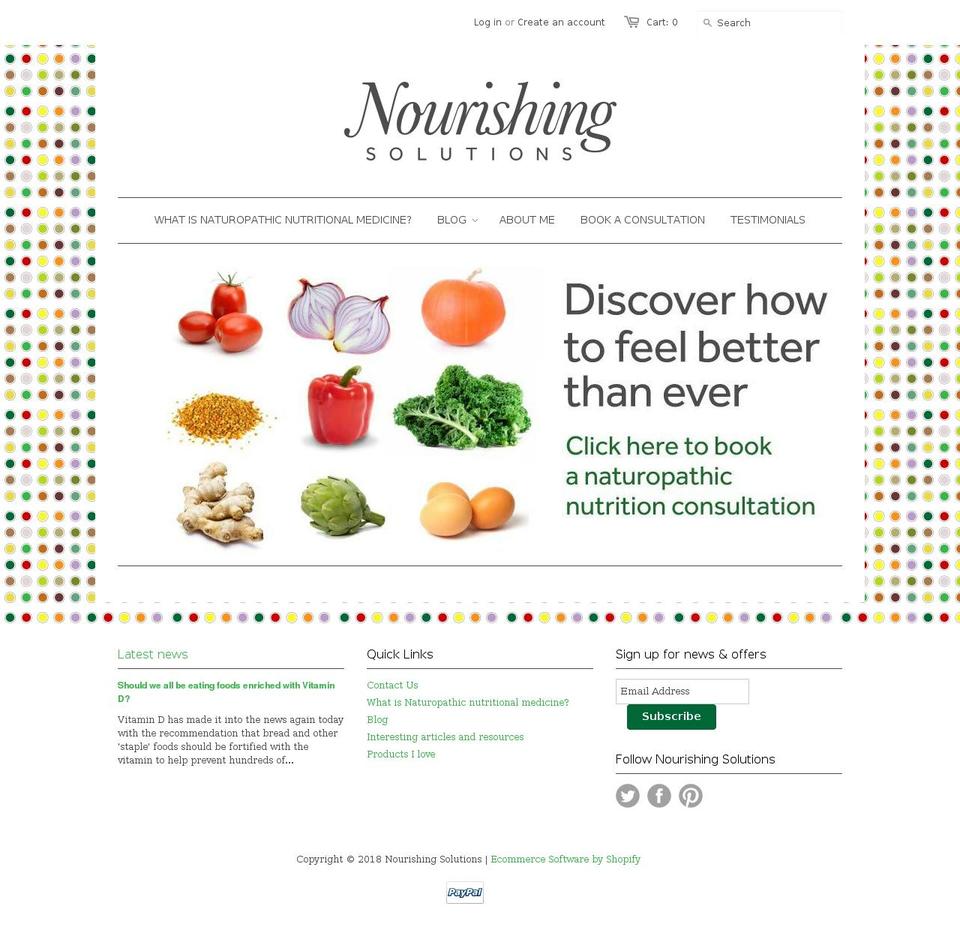 nourishingsolutions.co.uk shopify website screenshot